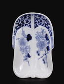 Old Japanese Blue & White Hirado Fan Plate