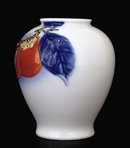 Japanese Fukagawa Vase Relief Persimmon Sg