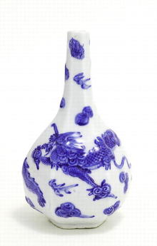 Old Japanese Blue White Seto Imari Dragon Vase