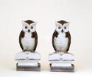 2 Old Japanese Kutani Owl Bookends Figurine