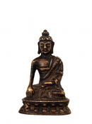 19C Chinese Tibetan Bronze Mini Seated Buddha