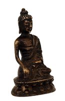 19C Chinese Tibetan Bronze Mini Seated Buddha