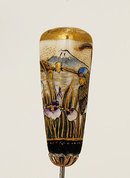 Meiji Japanese Satsuma Iris Bird Hat Hair Pin