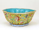 Old Chinese Famille Rose Yellow Flower Bowl
