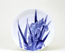 Meiji Japanese Blue & White Hirado Iris Plate