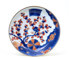 Old Japanese Imari Kutani Plate w Plum Blossom