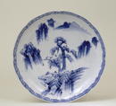 5 Old Japanese Blue & White Imari Plate w Scene