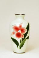 Japanese Painted Porcelain Vase w Orchid