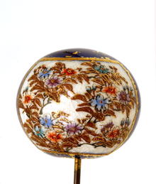 Old Japanese Cobalt Blue Satsuma Hair Hat Pin