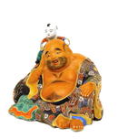 Japanese Kutani Moriage Hotei & Boy Figure