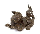 18C Chinese Bronze Dancing Fu Dog Lion