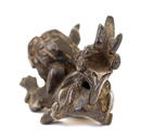 18C Chinese Bronze Dancing Fu Dog Lion