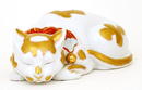 Lg Japanese Kutani Sleeping Cat Neko
