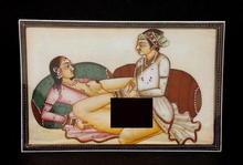Indian India Ivory Miniature Painting Erotica Nude Sex