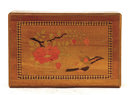 Old Japanese Inlaid Wood Puzzle Box Bird Flower