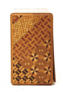 Old Japanese Inlaid Wood Puzzle Box Bird Flower