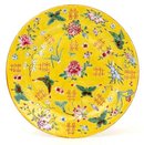 Old Chinese Export Yellow Famille Rose Plate Mk