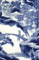 Old Japanese Celadon Blue & White Imari Platter