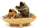 Old Japanese Satsuma 2 Frog Shell Shp Dish