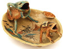 Old Japanese Satsuma 2 Frog Shell Shp Dish