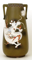 Lg Old Japanese Satuma Moriage Dragon Vase