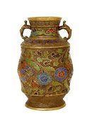 Old Japanese Bronze Champleve Vase
