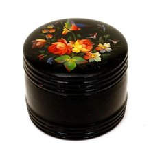 Old Russian Hand Painted Lacquer Box w Bird Sg