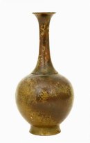 Old Japanese Bronze Vase Olive Patina