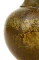 Old Japanese Bronze Vase Olive Patina