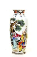 Old Chinese Famille Rose Vase w Figurine Sage