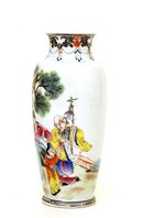 Old Chinese Famille Rose Vase w Figurine Sage