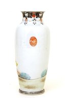 Old Chinese Famille Rose Vase w Figurine Sage