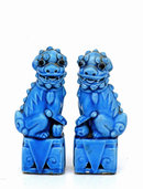 2 Old Chinese Export Turquoise Foo Fu Dog Lion Figurine