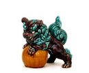 Japanese Kutani Green Purple Fu Foo Dog Lion Shishi