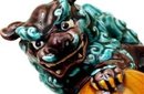 Japanese Kutani Green Purple Fu Foo Dog Lion Shishi