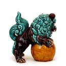 Japanese Kutani Green Purple Fu Foo Dog Lion Shishi