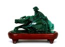 Chinese Malachite Stone Carved Boy on Buffalo Figurine