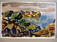 Hans Gassebner German Cubist Watercolor