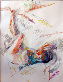 Stewart Goldman 1982 reclining nude Pastel