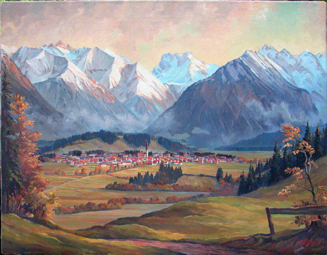 J Weissenberger Bavarian Village and Alps