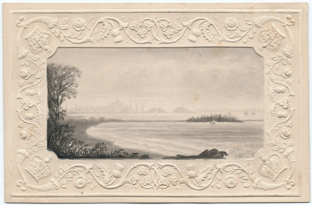 Eliza Susan Quincy 1821 Grisaille Watercolor of Boston And Quincy