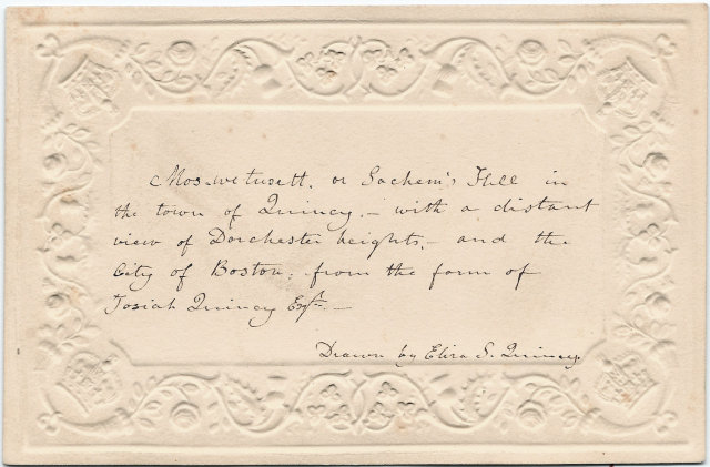 Eliza Susan Quincy 1821 Grisaille Watercolor of Boston And Quincy