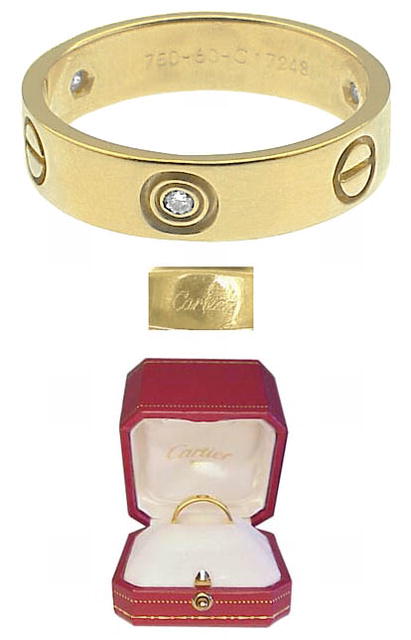 CARTIER 18K GOLD & DIAMOND LOVE RING w/BOX