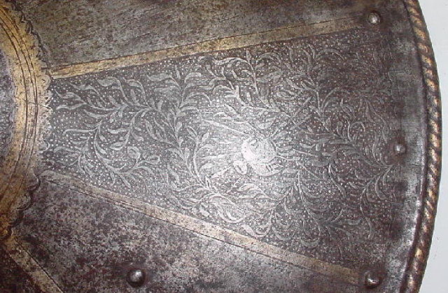 Etched and Gilt Italian Shield, ca. 1580