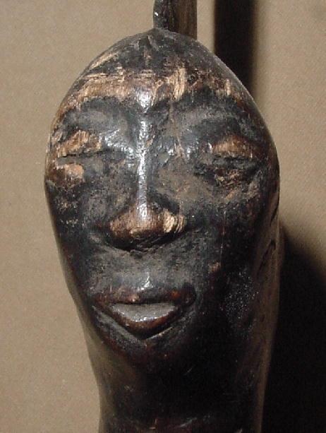 African Kuba Ikula Knife with Carved Wood Handle, Mid 19th C