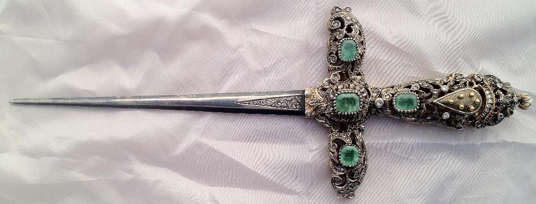 Magnificent Jeweled Medici Dagger, ca. 1840