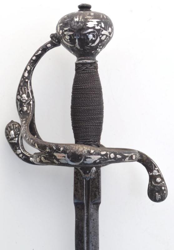 Silver Inlaid English Rapier, ca. 1630