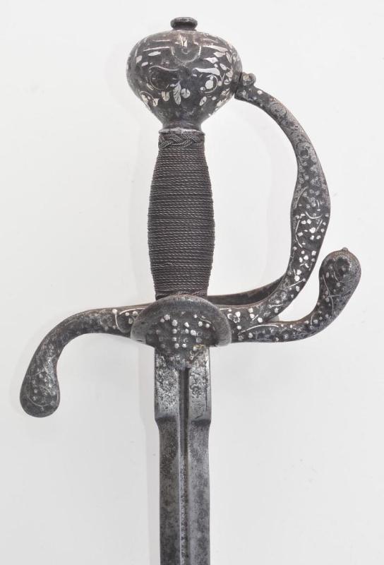 Silver Inlaid English Rapier, ca. 1630