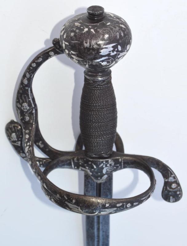 Silver Inlaid English Rapier, ca. 1630