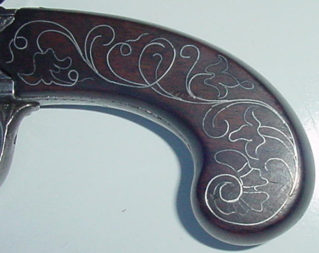 English Silver Inlaid Flintlock Pistol, ca, 1775